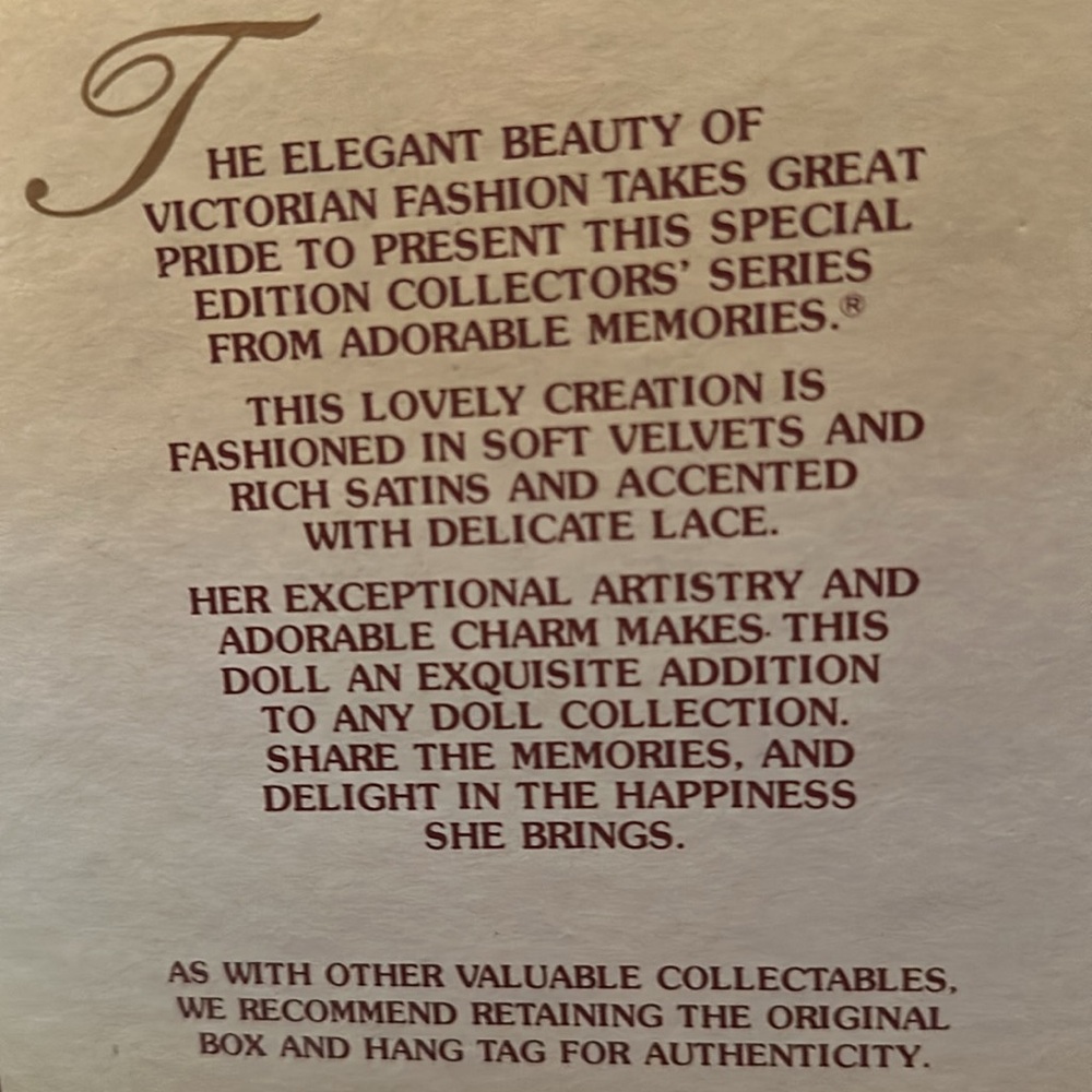 *New Vintage Porcelain Doll 1992 Classical Symphony Collection. Special Edition View 6